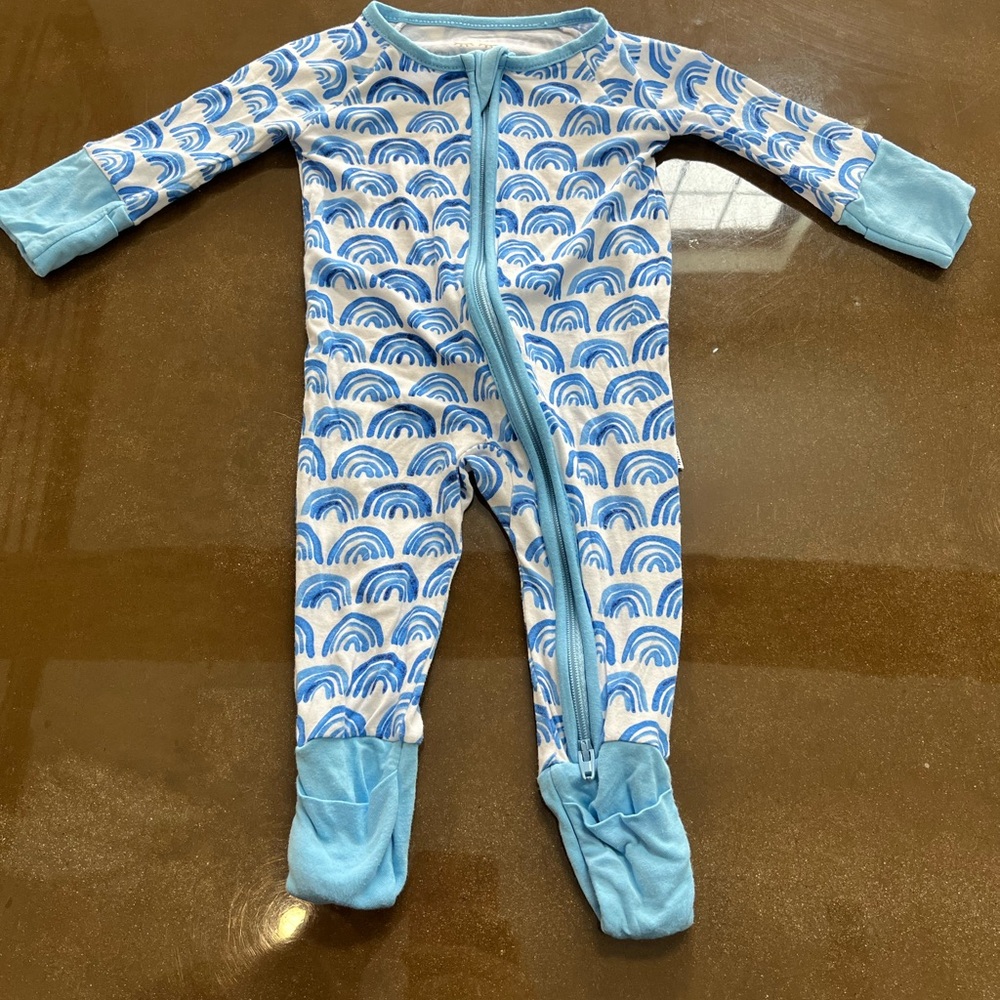 Little sleepies bamboo zippy Blue rainbow NEWBORN